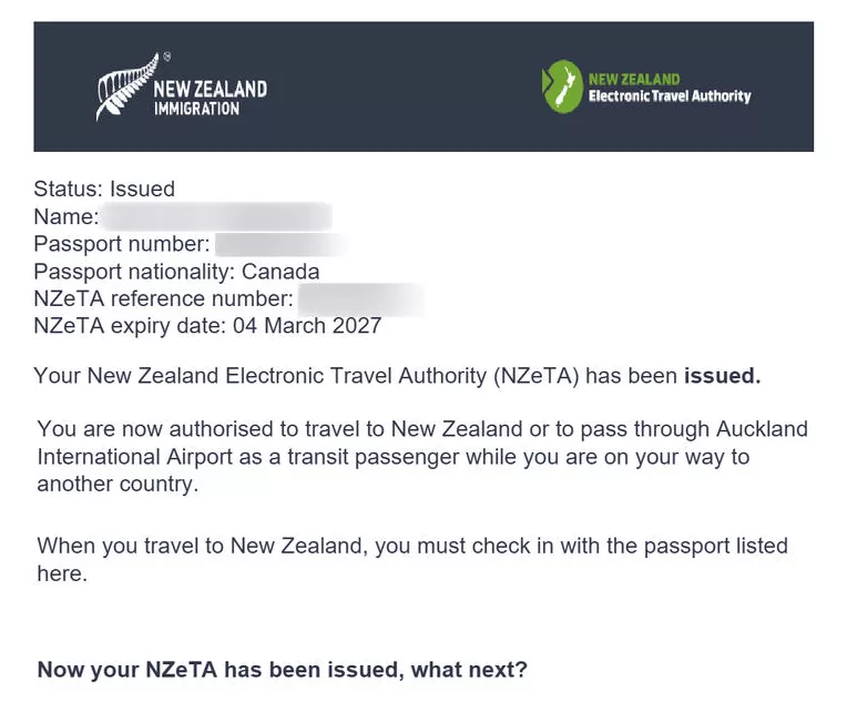 Newzealand eVisa sample